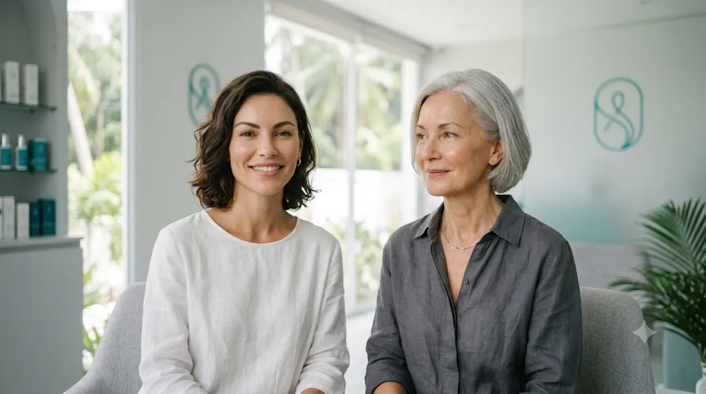 Two women with glowing skin representing a comparison of Ellanse and Sculptra at a Koh Samui clinic