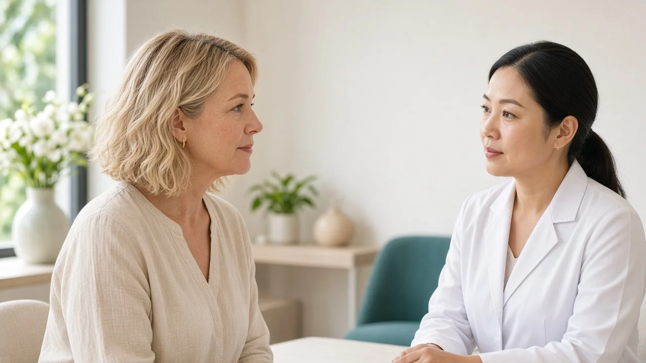 Doctor planning a full-face anti ageing treatment approach with a client on Koh Samui