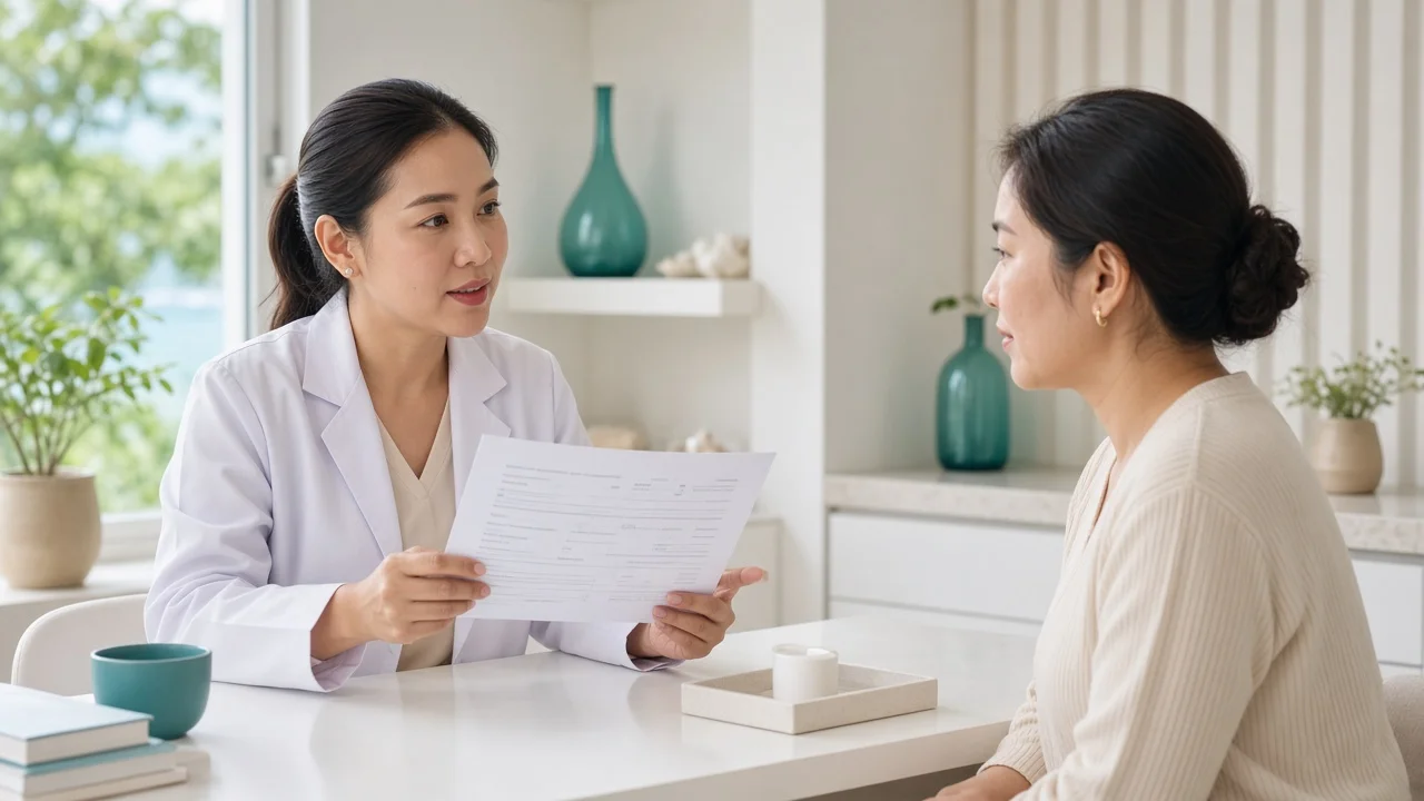 Doctor explaining a treatment plan and unit count to a patient